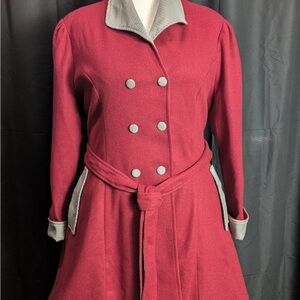 Elegant Red Pea Coat for Women